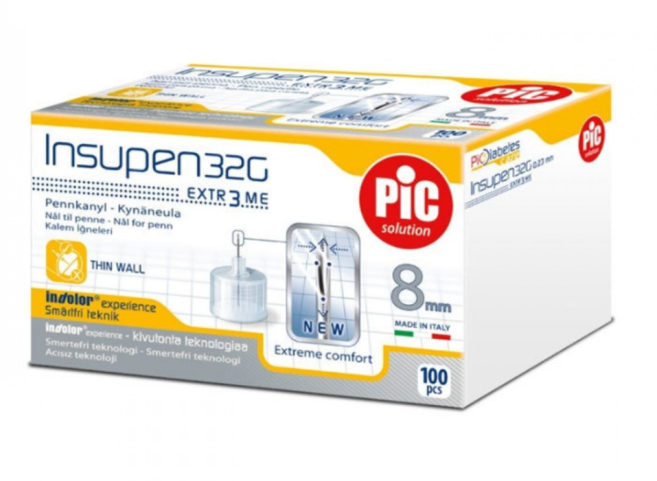 Игли Insupen Extr3me 8 mm 32G - 0,23 mm - 100 броя